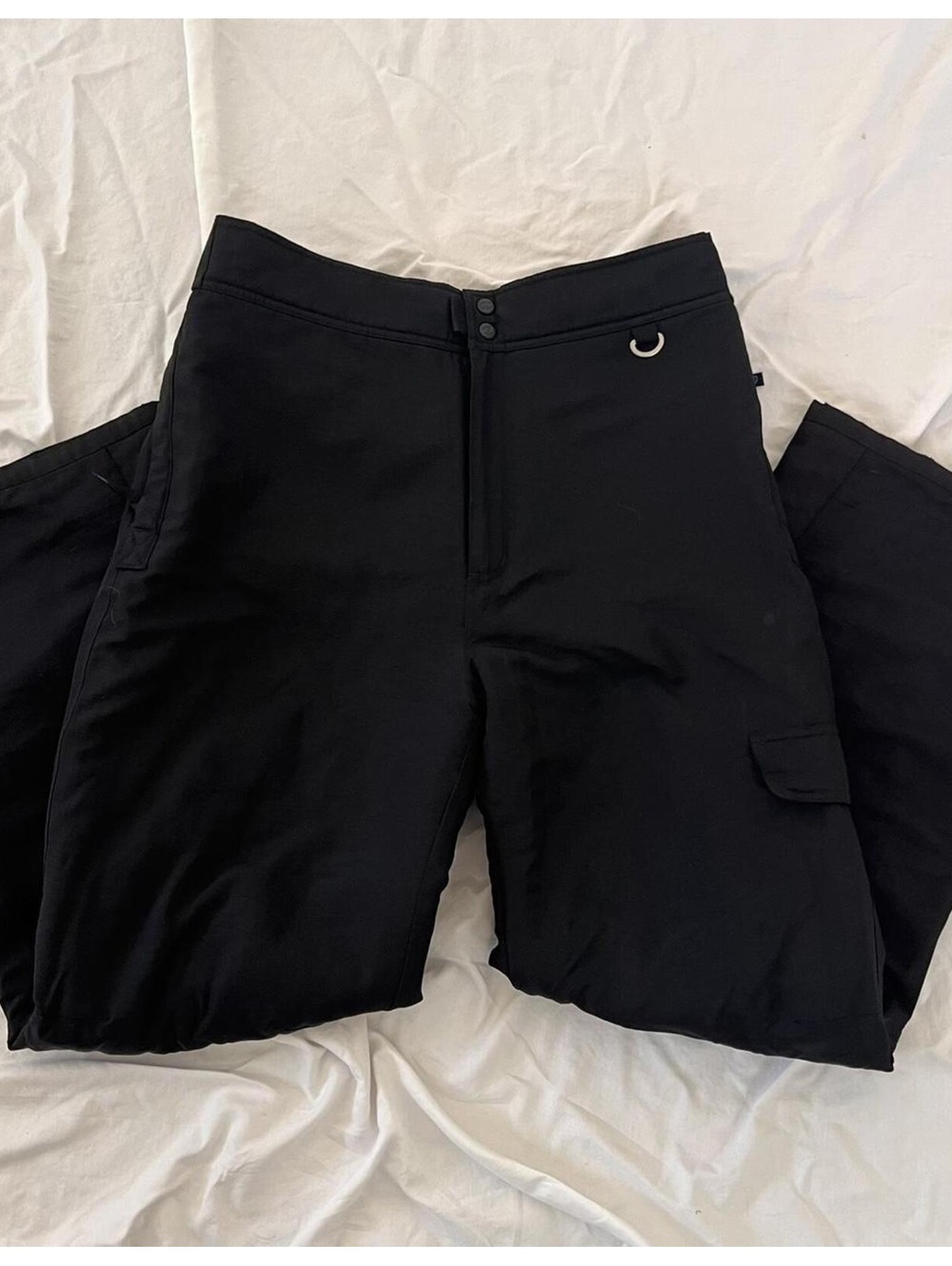 Slalom black snow ski pants with adjustable waist. Size L